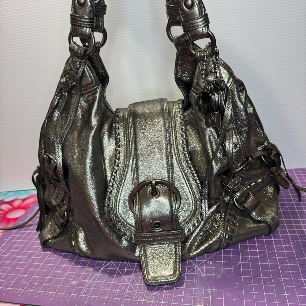 Coach Limited Edition Annie XL Madison Metallic Gunmetal Leather Bag